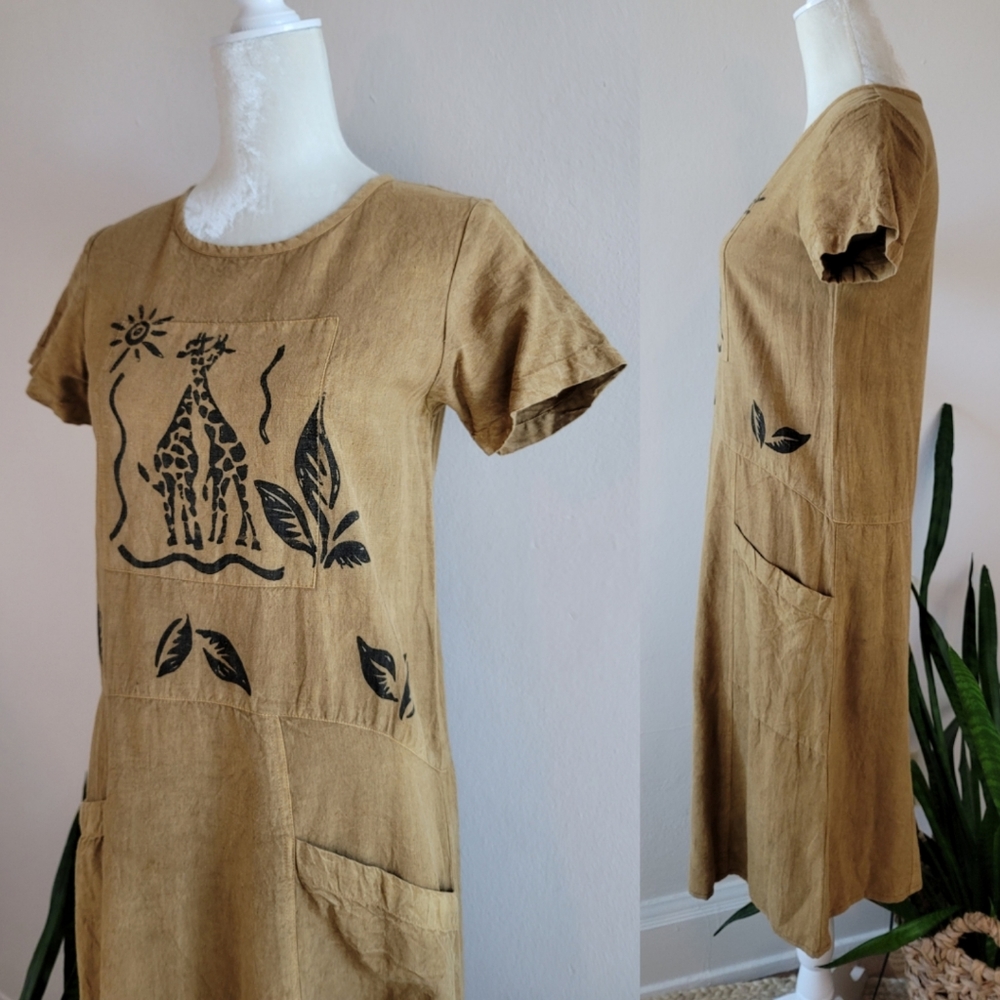 SOLD ❌️ 🎉HP VTG 90s R.J. & Co. Linen Blend Safari Dress - Picture 8 of 13